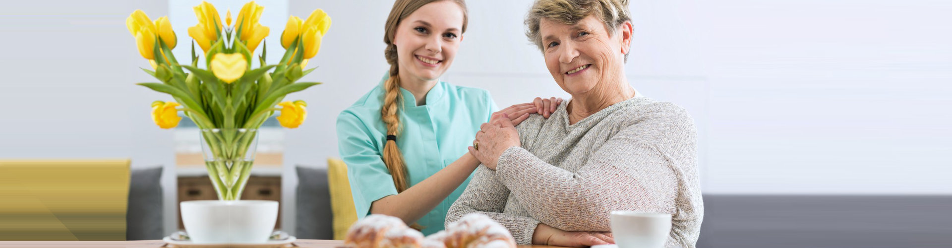 elder woman with caregiver